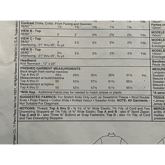 McCalls 7311 Sewing pattern pullover quarter zip 1980s size XL XXL - Picture 5 of 8